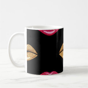 Taza De Café Oro rosa glamoroso: Patrón de pintalabios