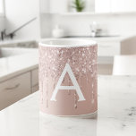 Taza De Café Oro Rosa - Nombre Monograma del Purpurina de espum<br><div class="desc">Oro Rosa - Rubor Pink Ombre Luxury Moda Esparkle Dripping Purpurina en Monograma de Relieve metalizado metálico y Café Inicial. La peluca Girly Sparkly hace los Navidades perfectos o el regalo de cumpleaños 16 dulce para alguien que ama el oro rosa.</div>
