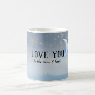 Taza De Café Oro Stars Moon Blue Ombre