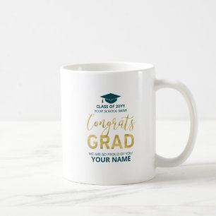 Taza De Café Oro & Verde   Regalo personalizado para graduación