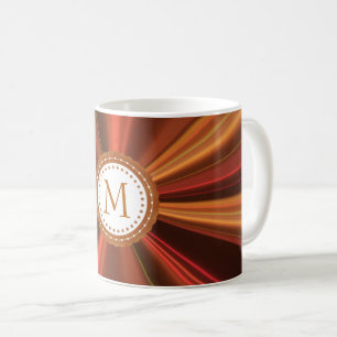 Taza De Café Oro Y Fractal Rojo