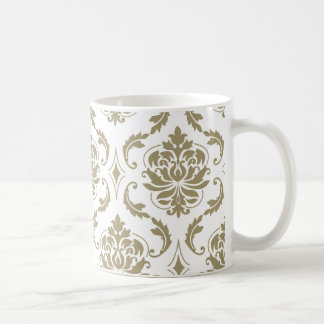 Taza De Café Oro y modelo blanco del damasco del vintage