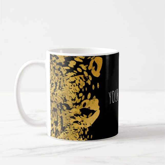 Taza De Café Oro y negro selva exótica guepardo de guepardo de  (Izquierda)