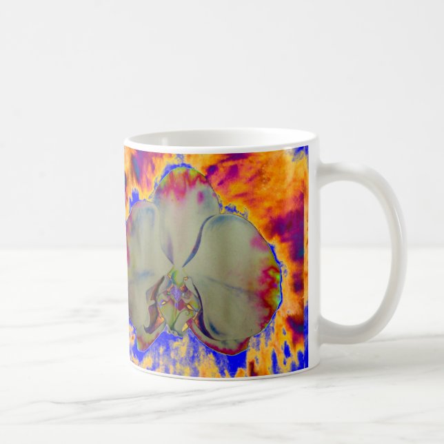 Taza De Café Orquídea de fuego, acuarela abstracta floral (Derecha)