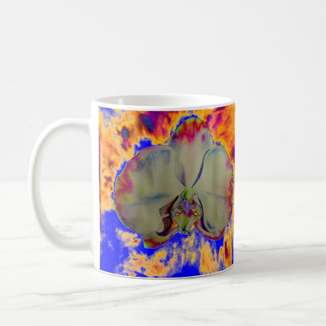 Taza De Café Orquídea de fuego, acuarela abstracta floral (Izquierda)