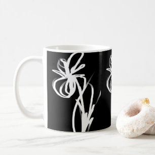 Taza De Café Orquídea Noir: Resumen en blanco y negro