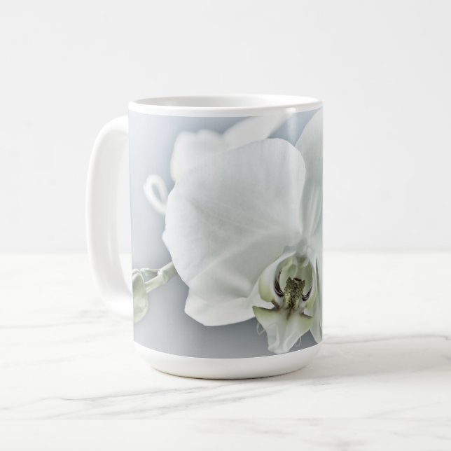 Taza De Café Orquídea Phalaenopsis Blanca (Anverso izquierdo)