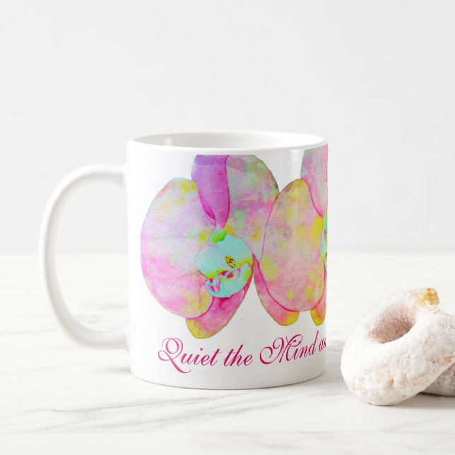 Taza De Café orquídeas caribeñas, flores acuáticas tropicales (Con donut)