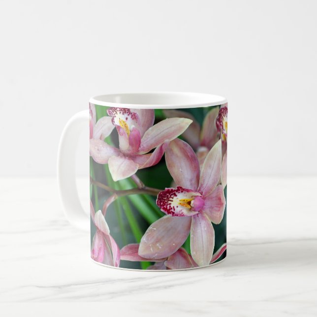 Taza De Café Orquídeas de polilla rosa (Anverso izquierdo)