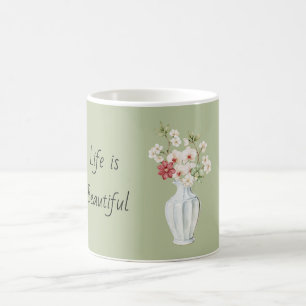 Taza De Café Orquídeas Flores Florero Blanco