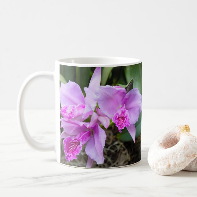Taza De Café Orquídeas rosadas Bouquet (Con donut)