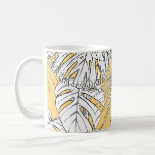 Taza De Café Orquídeas Tropicales: Patrón de Vintage de Grabaci