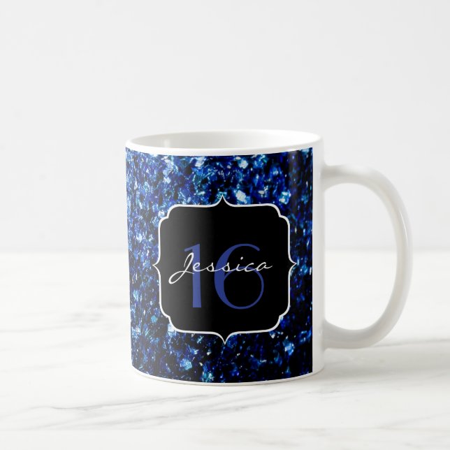 Taza De Café Oscuro Azul profundo brillante purpurina chispa Sw (Derecha)