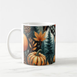 Taza De Café Oscuro Calabaza Mug Autumt Acuarela Caída Hojas