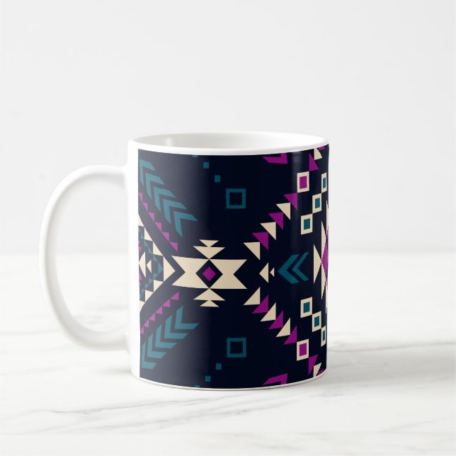 Taza De Café Oscuro Navajo, geométrico vintage. (Izquierda)