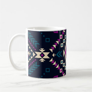 Taza De Café Oscuro Navajo, geométrico vintage.