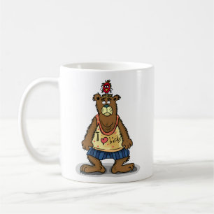 Taza De Café Osito Adorable con Nido de Pájaros Me Encanta la N