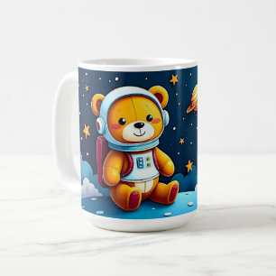 Taza De Café Osito astronauta observando estrellas