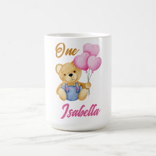 Taza De Café Osito de acuarela Cumpleaños del primer bebé