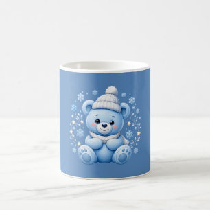 Taza De Café Osito de peluche azul adorable de invierno