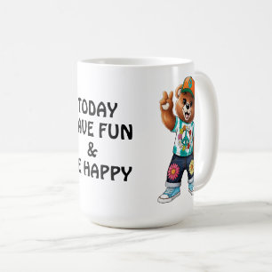 Taza De Café Osito de peluche con atuendo informal y pacífico 1