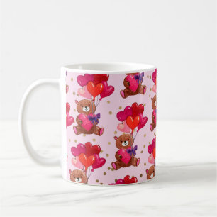 Taza De Café Osito de peluche con globos en forma de corazón