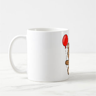 Taza De Café Osito de peluche con globos rojos adorable dibujo