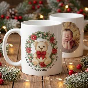 Taza De Café Osito de peluche lindo corona floral bebé primera
