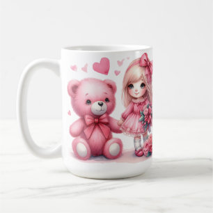 TAZA DE CAFÉ OSITO DE PELUCHE ROSA BONITO DE SAN VALENTÍN Y NIÑ