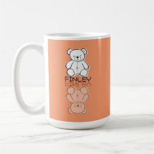 Taza De Café Osito de peluche rosa lindo reflejo doodle nombre 