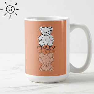 Taza De Café Osito de peluche rosa lindo reflejo doodle nombre 
