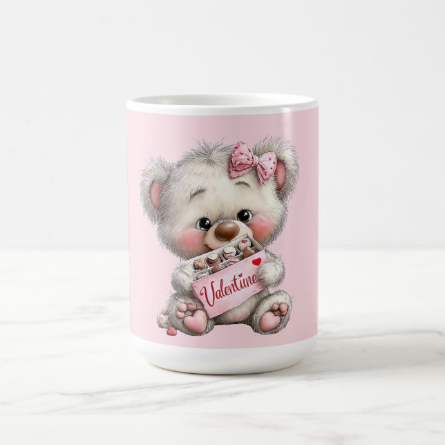 Taza De Café Osito de San Valentín con Chocolates (Centro)