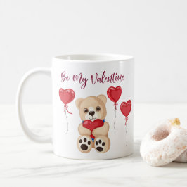 Taza De Café Osito de San Valentín con Globo en Forma de Corazó