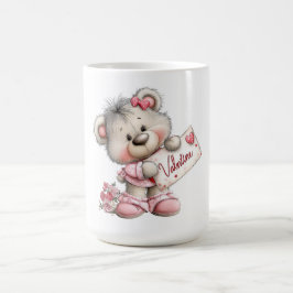 Taza De Café Osito de San Valentín con letrero de corazón