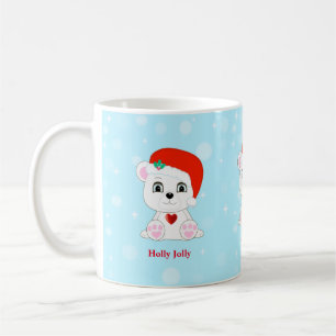 Taza De Café Osito polar de Navidad lindo en azul claro