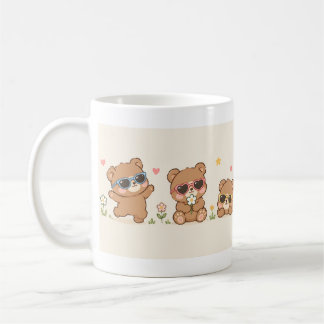 Taza De Café Ositos de peluche lindos con patrón de gafas de so