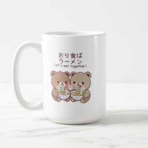 Taza De Café Ositos Kawaii Comamos Juntos Fideos Japoneses