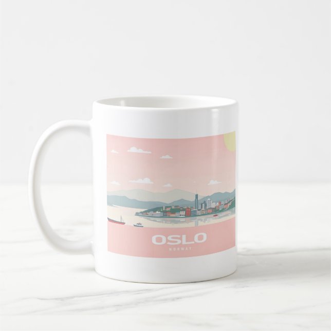 Taza De Café Oslo Noruega Fjord Pastel Travel (Izquierda)