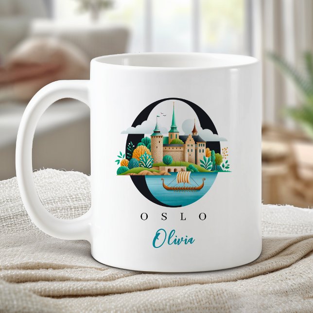 Taza De Café Oslo Noruega Monograma Letra O Regalo Personalizad (Oslo Norway Monogram Letter O Personalized Gift Coffee Mug)