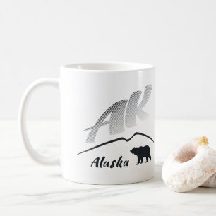 Taza De Café Oso (AK) marrón del Kodiak de Alaska - logotipo