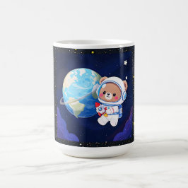 Taza De Café Oso Astronauta Orbitando la Tierra