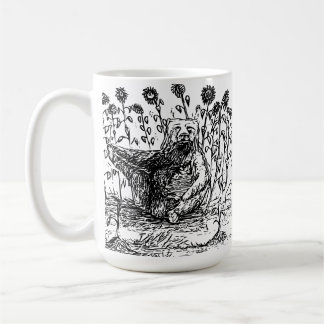 Taza De Café Oso con girasoles
