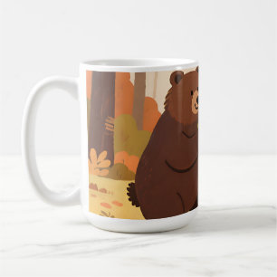 Taza De Café Oso Conejo Bosque Otoñal