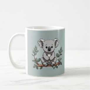 Taza De Café Oso cutáneo koala en verde azulado