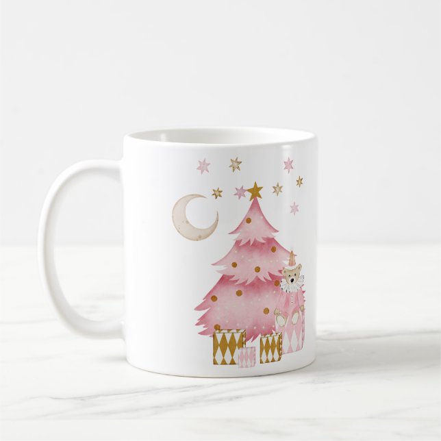 Taza De Café Oso de algodón de dulce de invierno rosa (Izquierda)