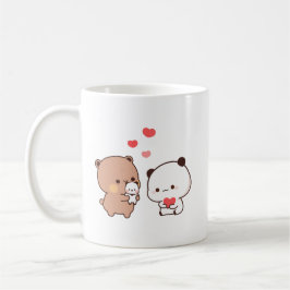 Taza De Café Oso de chibi panda, leche y amor de corazón de moc