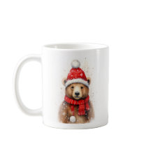 Oso de invierno en un acogedor Gorra rojo