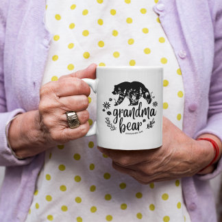 Taza De Café Oso de la abuela floral | Regalo para la abuela