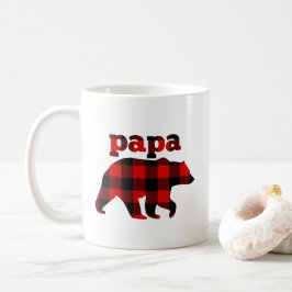 Taza De Café "Oso de la papá de la tela escocesa del búfalo "