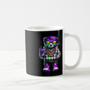 Taza De Café Oso de Mardi Gras para chicos hombres Hip Hop Nuev